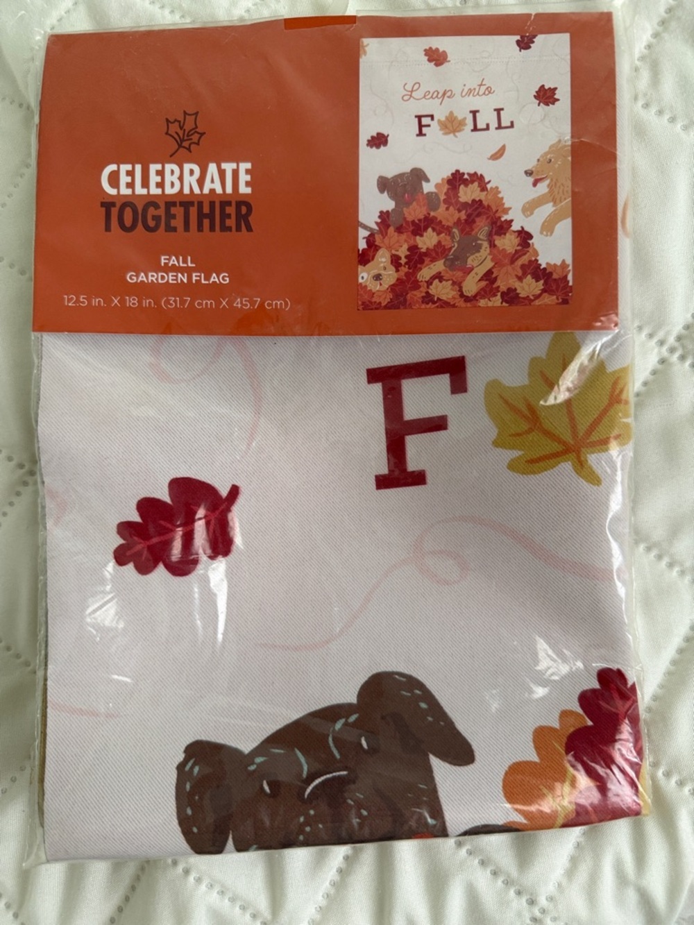 Celebrate Together Fall Garden Flag - Autumn Leaves & Dog